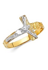 handsome teeny-tiny sideways Crucifix gold baby ring 